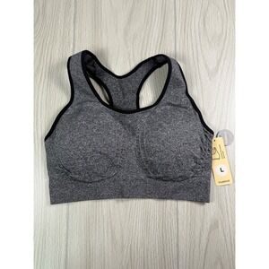 Truekind Seamless Racerback Sports Bra Heather‎ Gray Size L Athleisure Workout